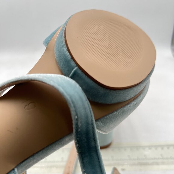 miss left Blue Chunky High Heel Platform Open Toe Crossed Ankle Strap Sandals - Picture 6 of 8